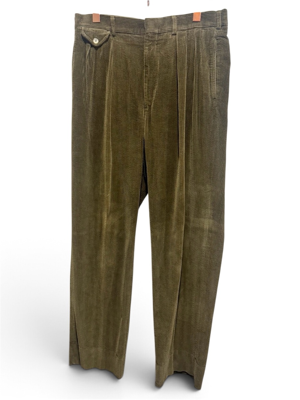 Vintage Brooks Brothers Olive Corduroy Pleated Pants 34x31.5 Made USA